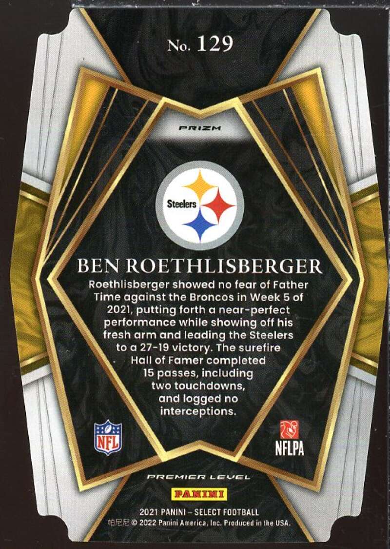 Ben Roethlisberger Card 2021 Select Prizm Black and Gold Die Cut #129  Image 2