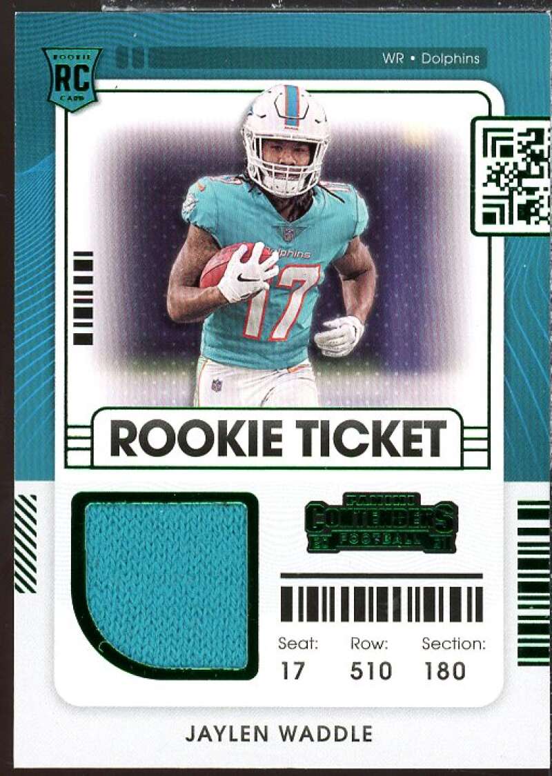 Jaylen Waddle Rookie Card 2021 Panini Contenders Rookie Ticket Swatches #6  Image 1