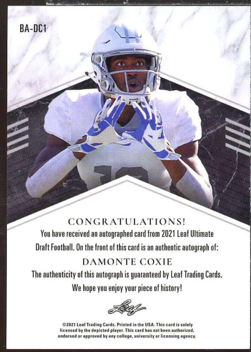 Damonte Coxie Rookie Card 2021 Leaf Ultimate Draft Platinum Spectrum #DC1  Image 2