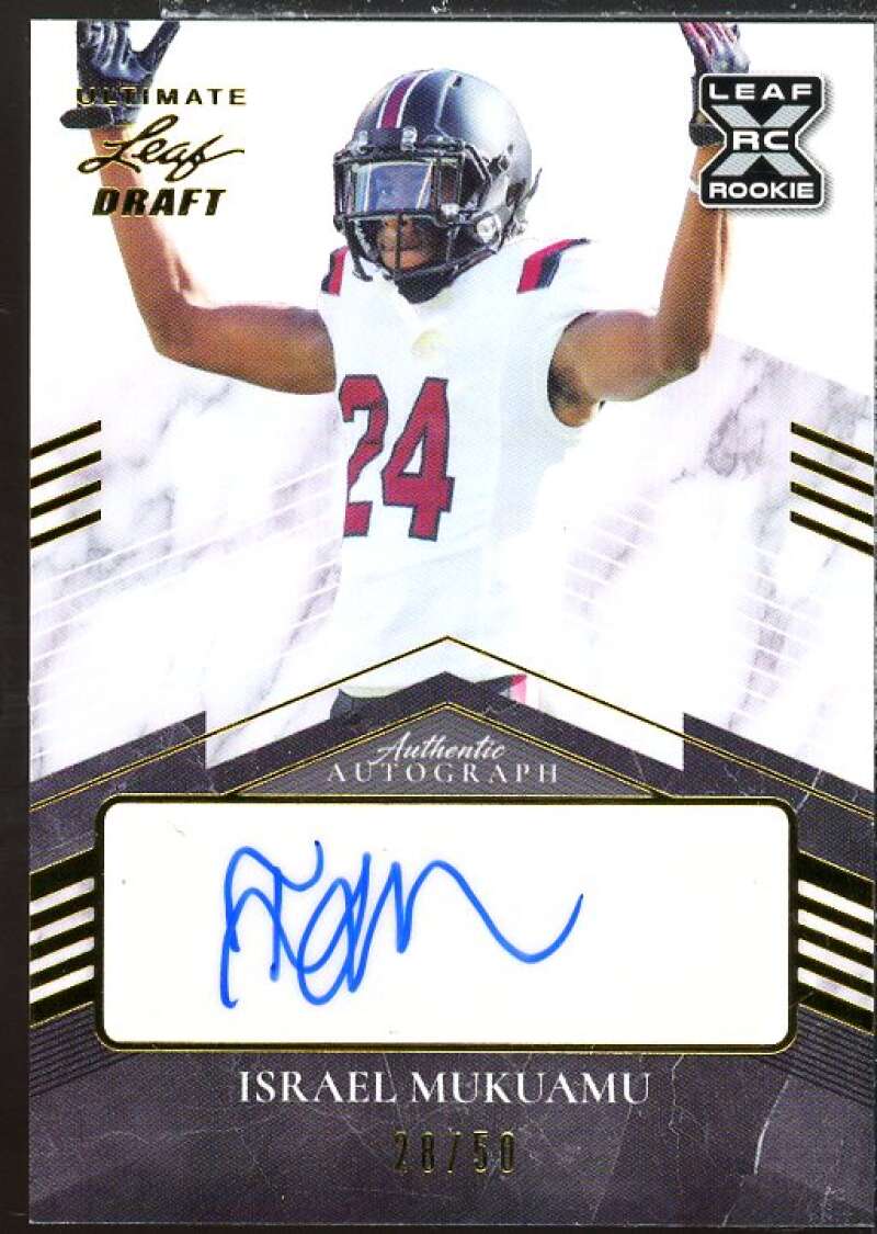 Israel Mukuamu Rookie Card 2021 Leaf Ultimate Draft Gold #IM1  Image 1