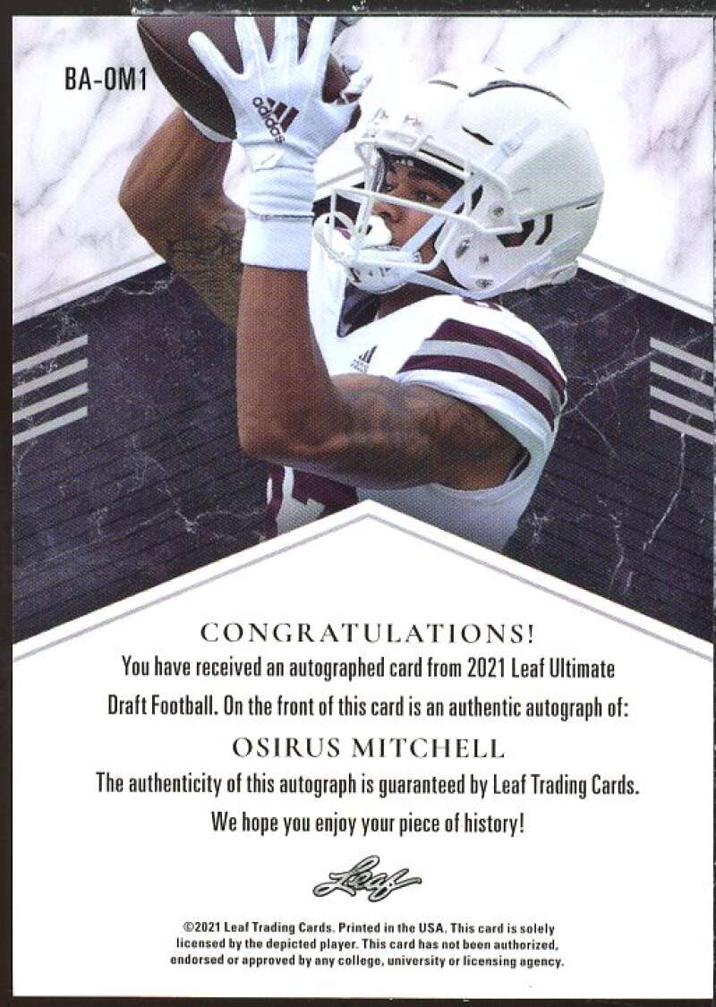 Osirus Mitchell Rookie Card 2021 Leaf Ultimate Draft Platinum Spectrum #OM1  Image 2