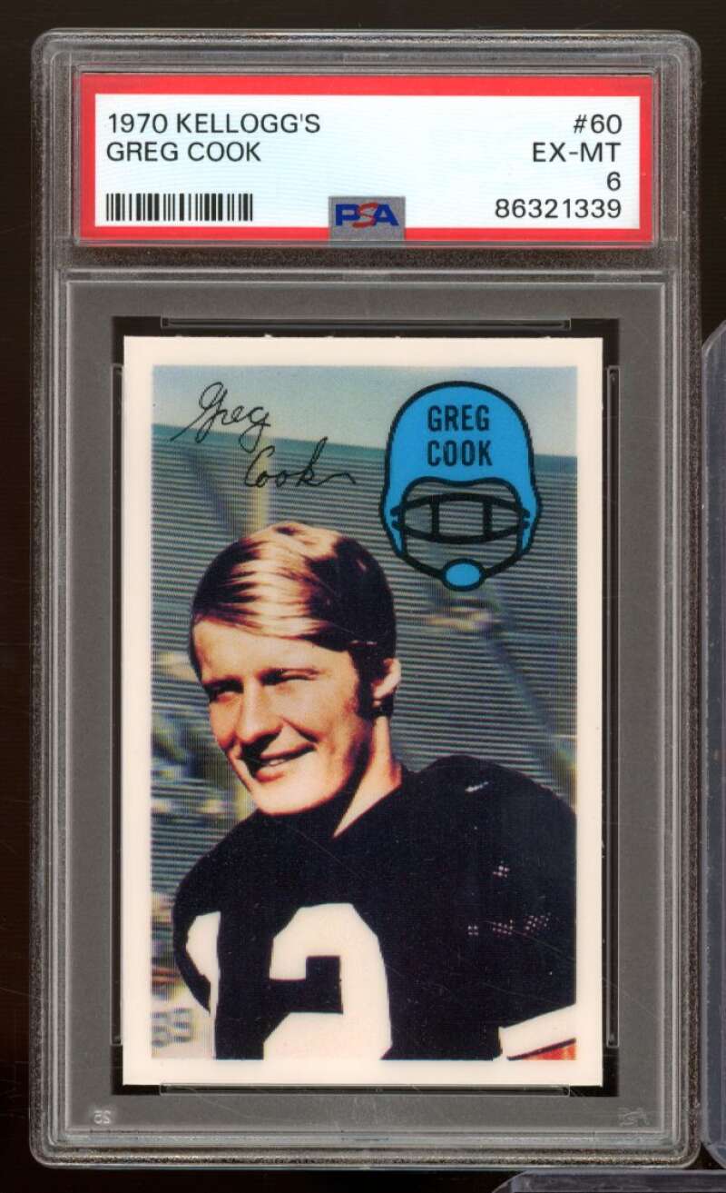 Greg Cook Card 1970 Kellogg's #60 PSA 6 Image 1