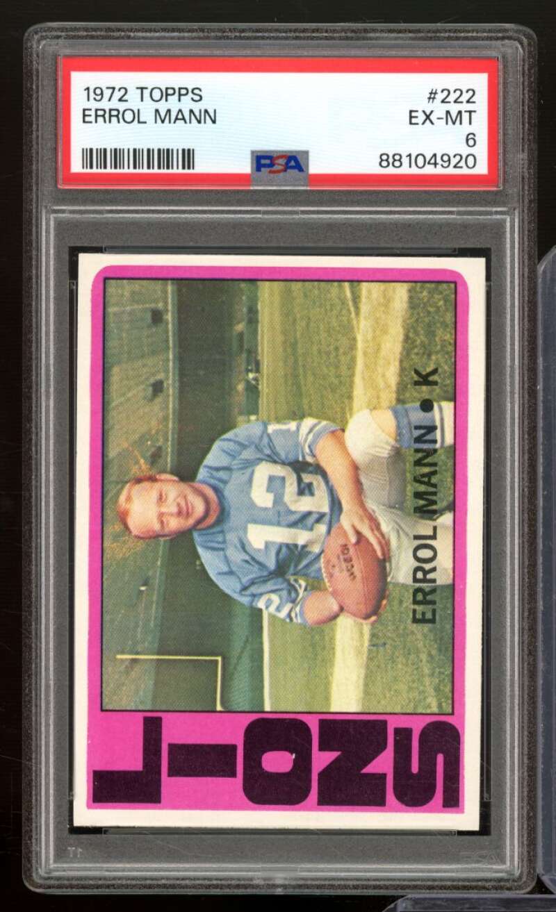 Errol Mann Card 1972 Topps #222 PSA 6 Image 1