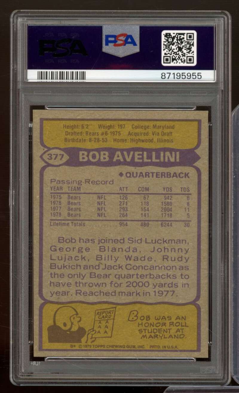 Bob Avellini Card 1979 Topps #377 PSA 8 Image 2