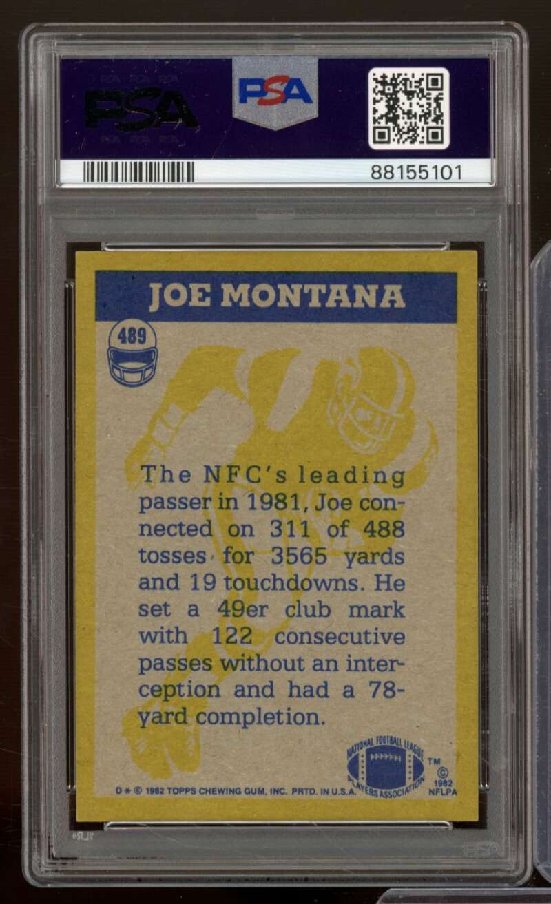 Joe Montana Card 1982 Topps #489 PSA 7 Image 2