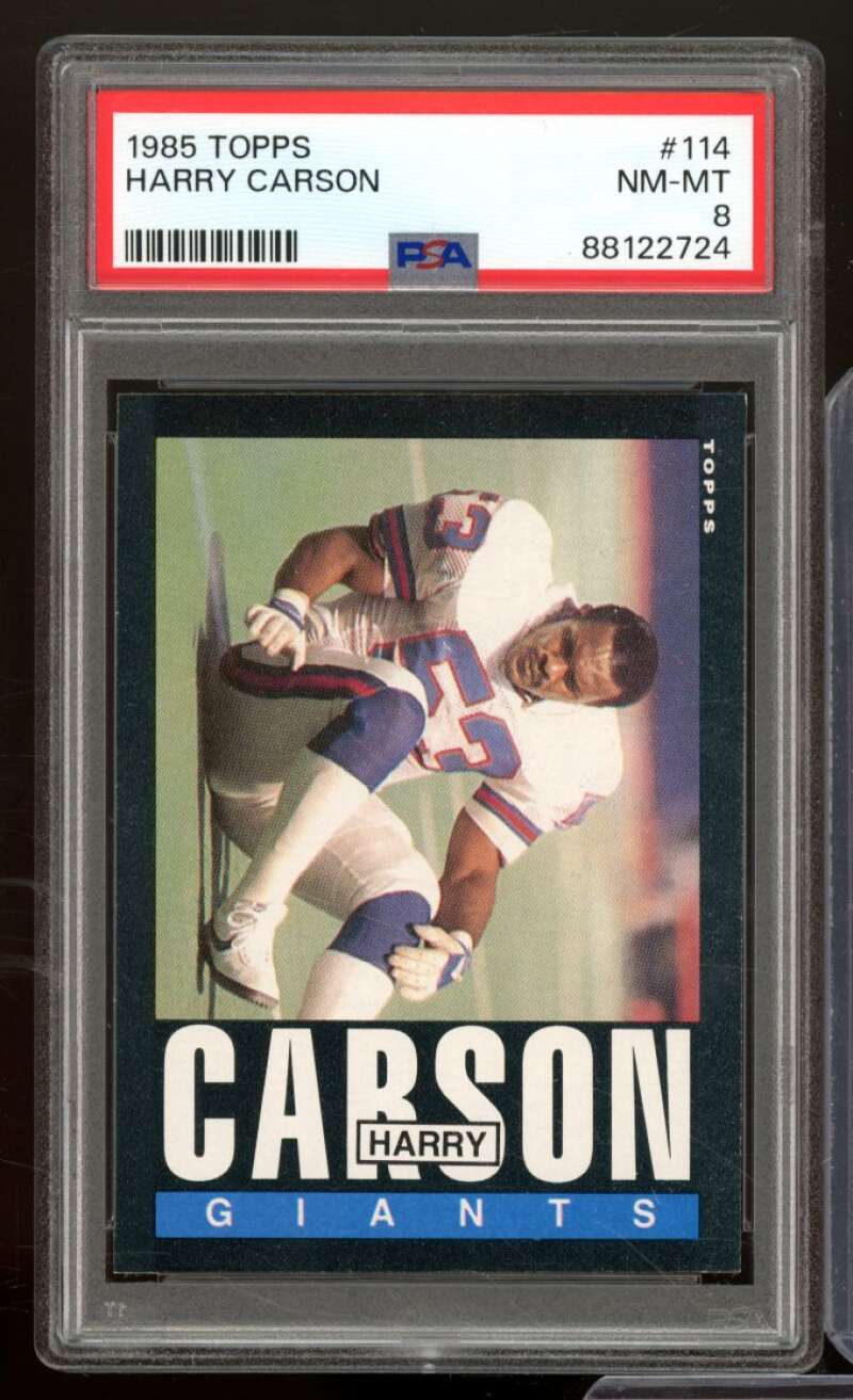 Harry Carson Card 1985 Topps #114 PSA 8 Image 1