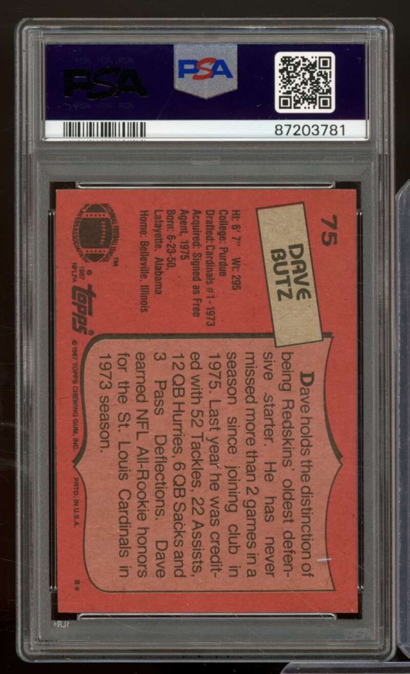 Dave Butz Card 1987 Topps #75 PSA 8 Image 2