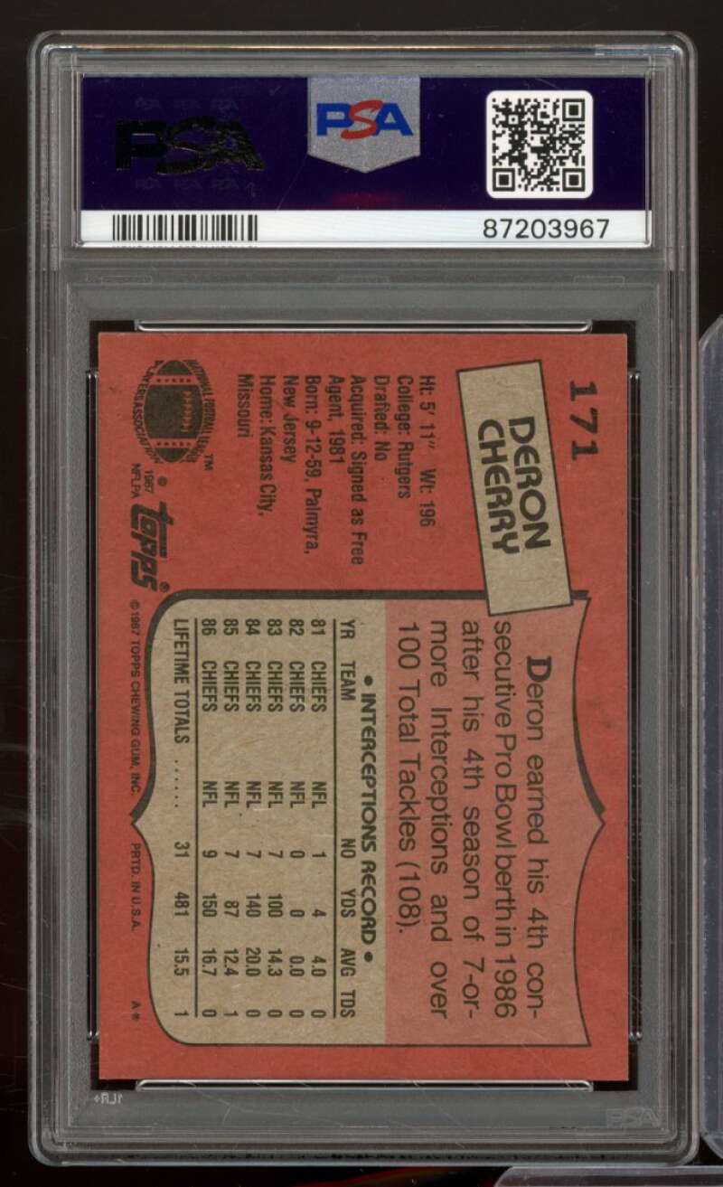 Deron Cherry Card 1987 Topps #171 PSA 8 Image 2