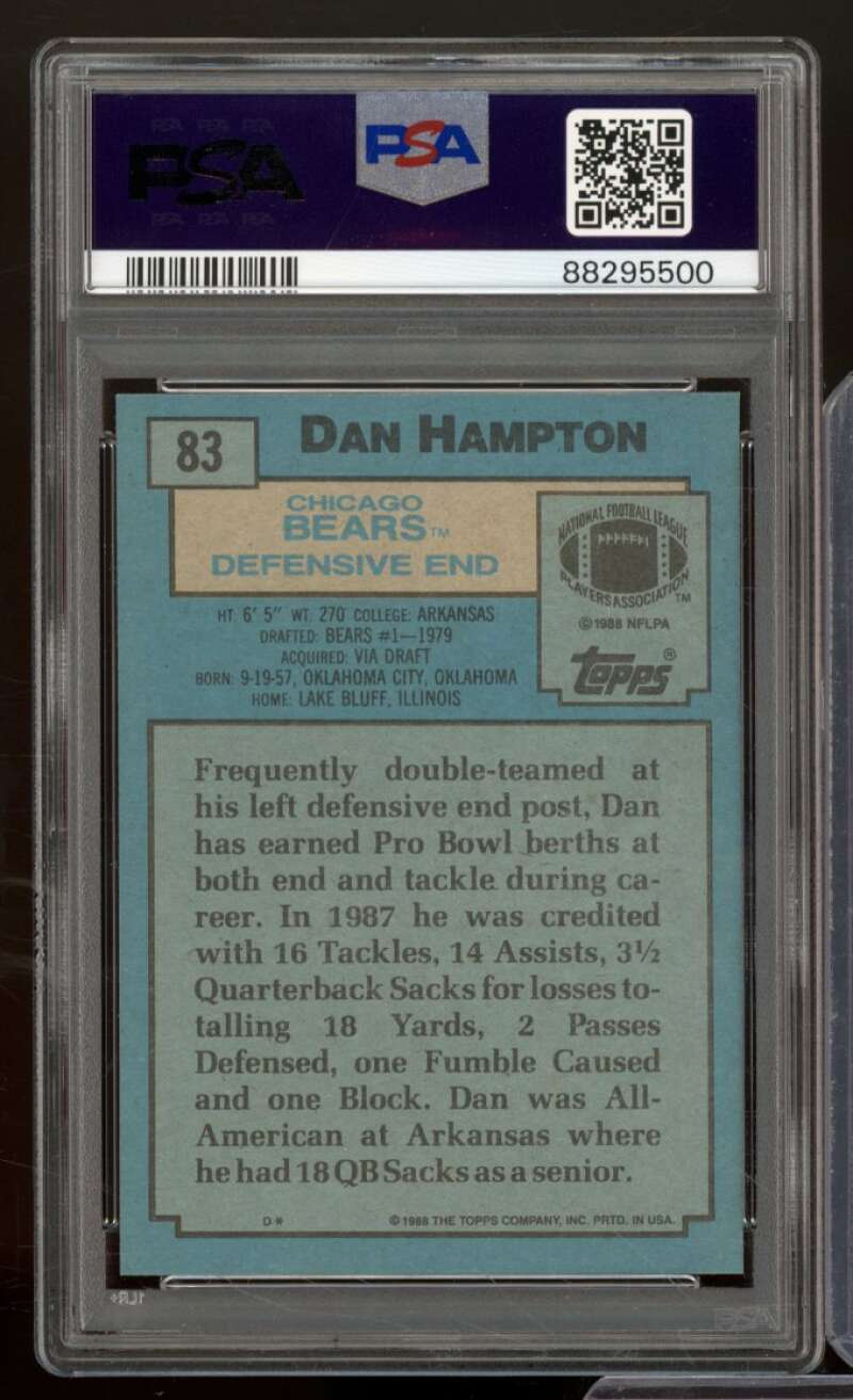 Dan Hampton Card 1988 Topps #83 PSA 4 Image 2