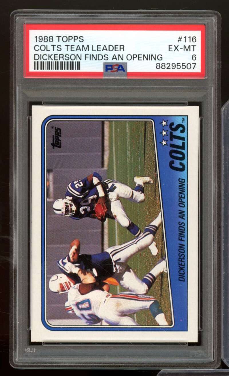 Eric Dickerson Colts Team Leader Card 1988 Topps #116 PSA 6 Image 1