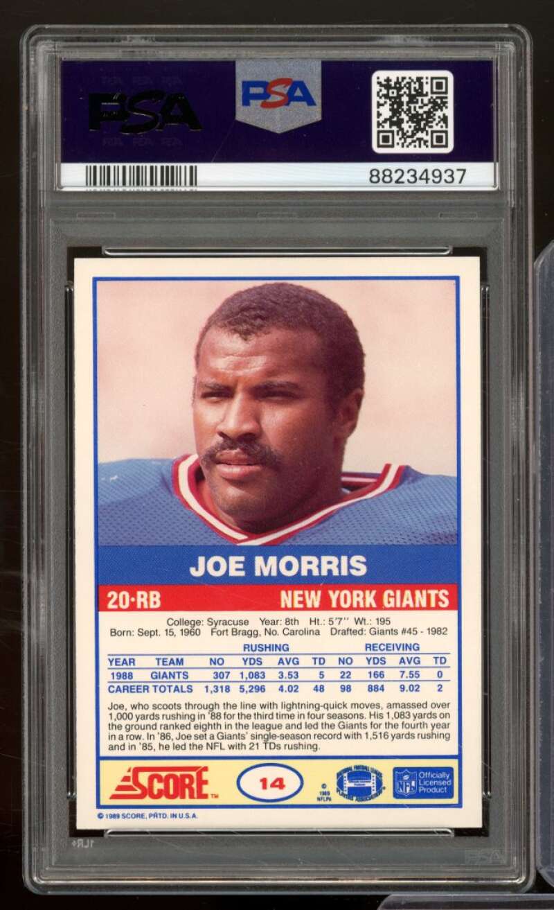 Joe Morris Card 1989 Score #14 PSA 9 Image 2