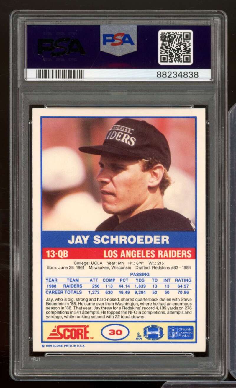 Jay Schroeder Card 1989 Score #30 PSA 9 Image 2