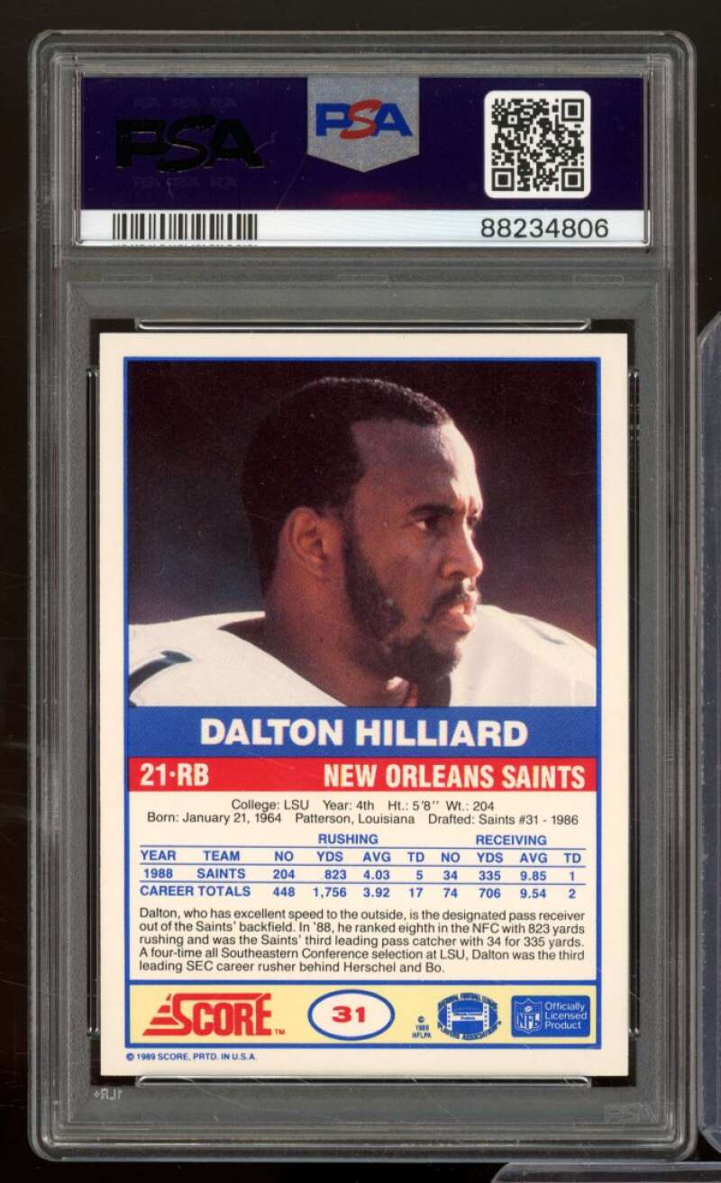 Dalton Hilliard Card 1989 Score #31 PSA 9 Image 2