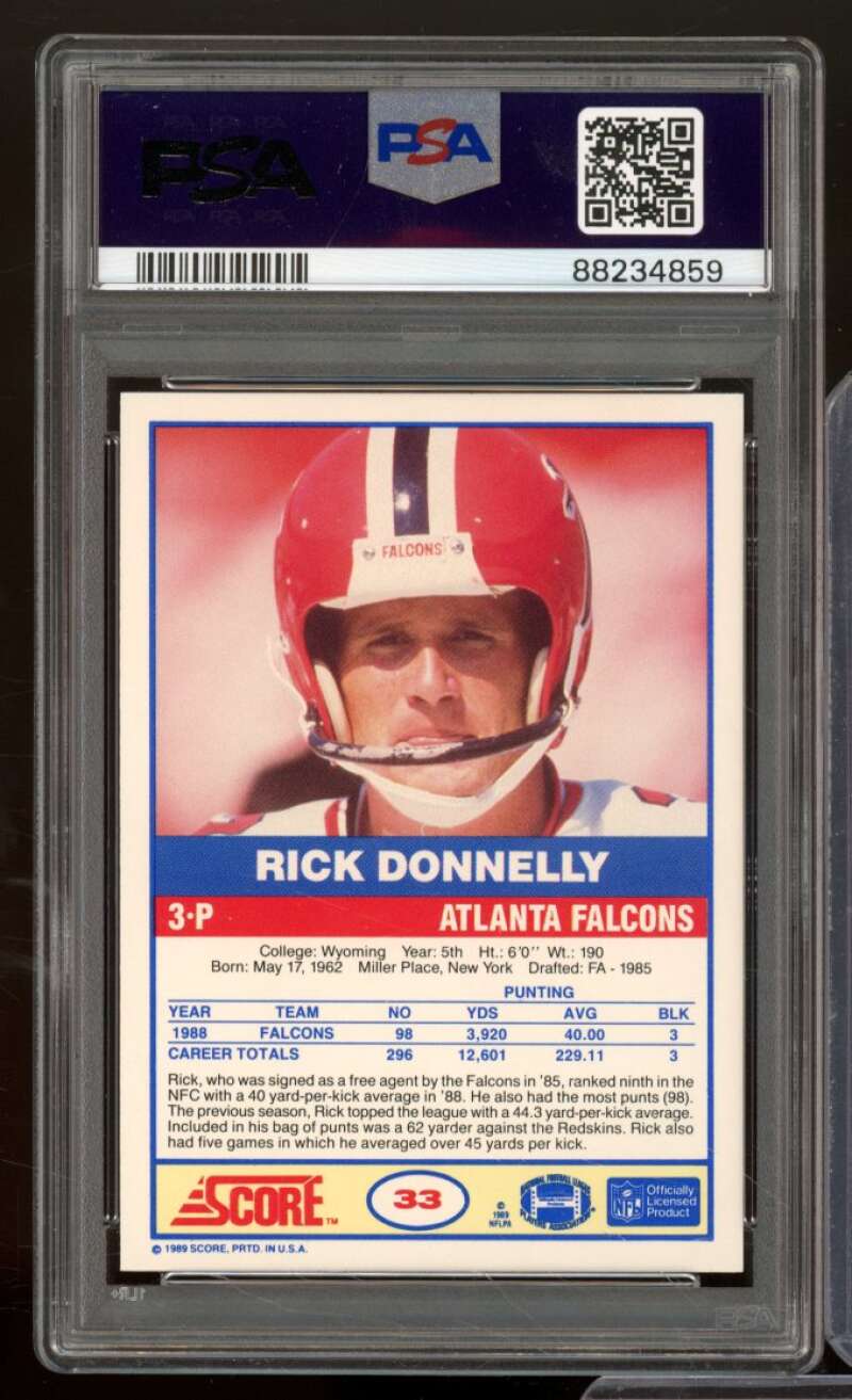 Rick Donnelly Card 1989 Score #33 PSA 9 Image 2