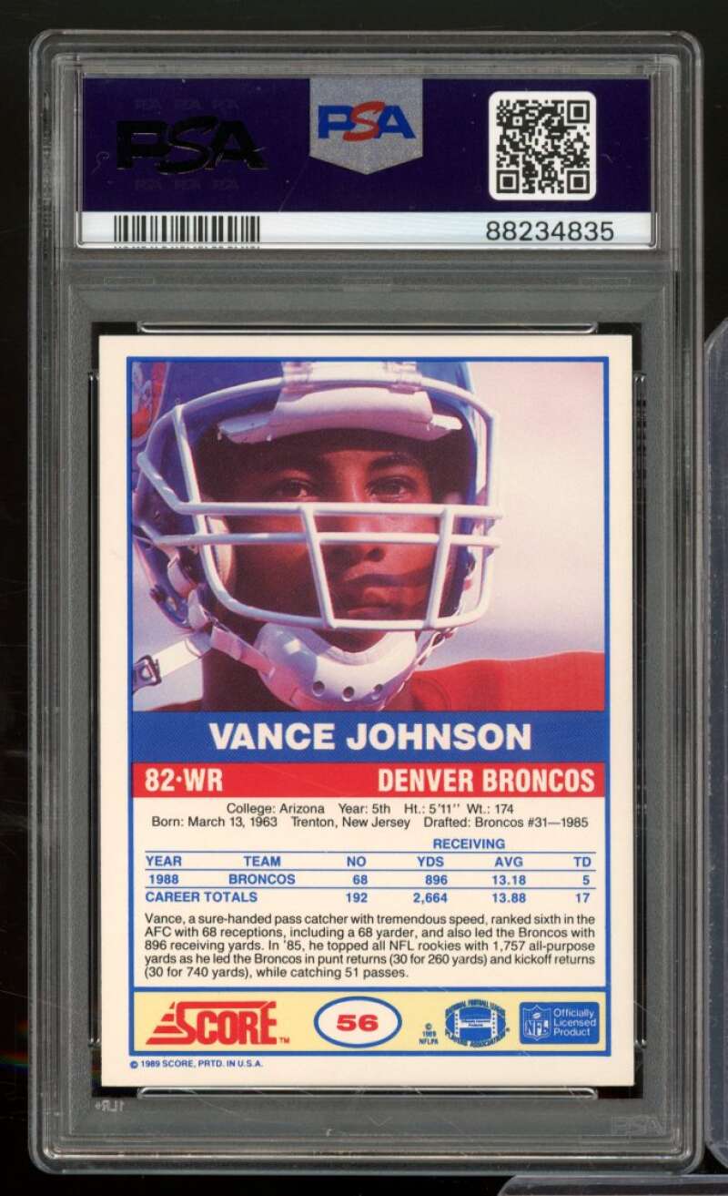 Vance Johnson Card 1989 Score #56 PSA 9 Image 2