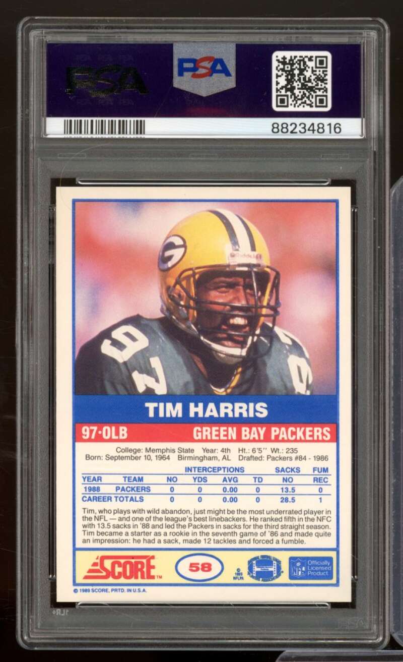 Tim Harris Card 1989 Score #58 PSA 9 Image 2