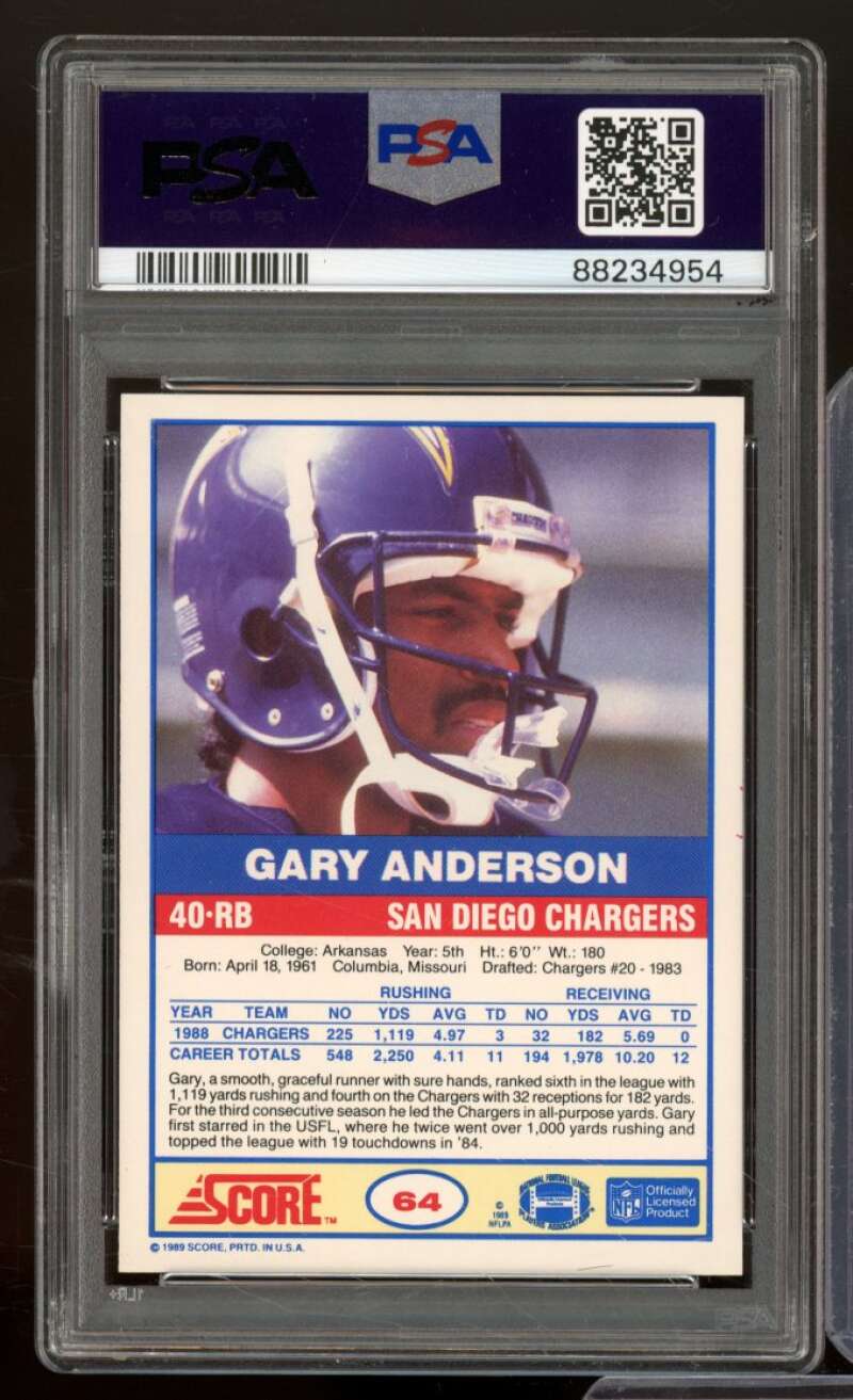 Gary Anderson Card 1989 Score #64 PSA 9 Image 2