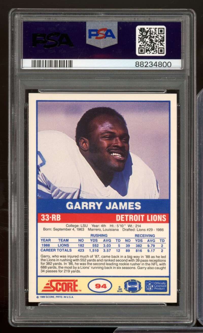 Garry James Card 1989 Score #94 PSA 9 Image 2