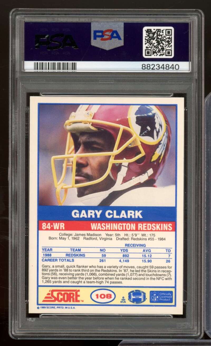 Gary Clark Card 1989 Score #108 PSA 9 Image 2