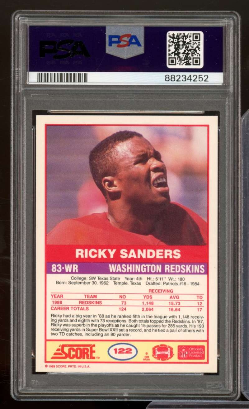 Ricky Sanders Card 1989 Score #122 PSA 8 Image 2