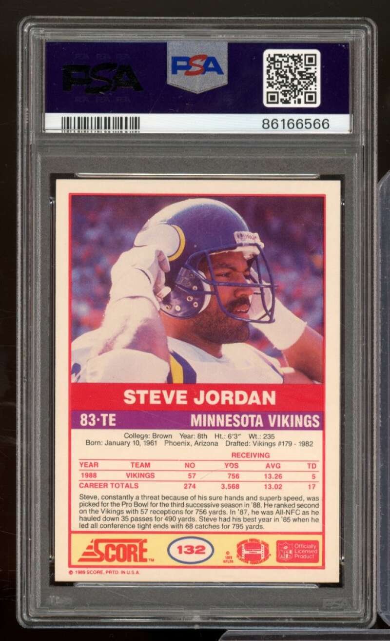 Steve Jordan Card 1989 Score #132 PSA 8 Image 2