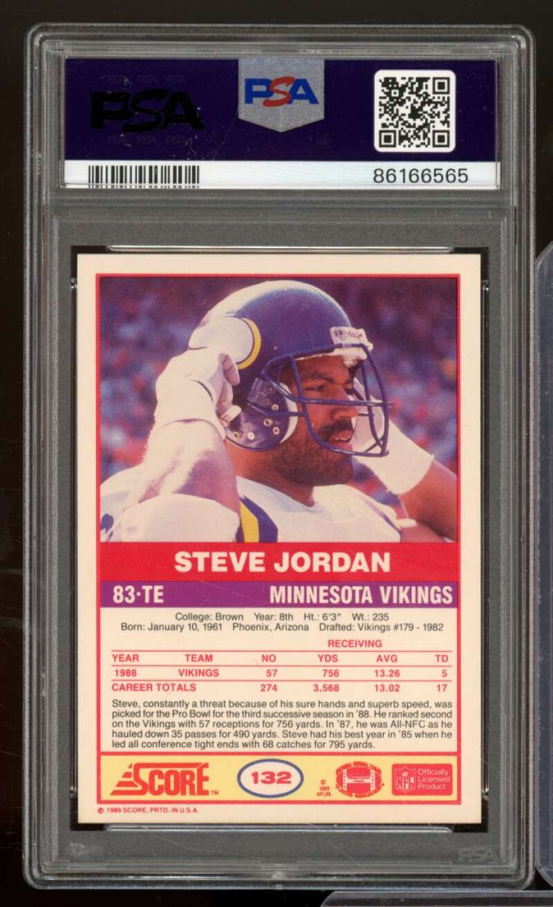 Steve Jordan Card 1989 Score #132 PSA 9 Image 2