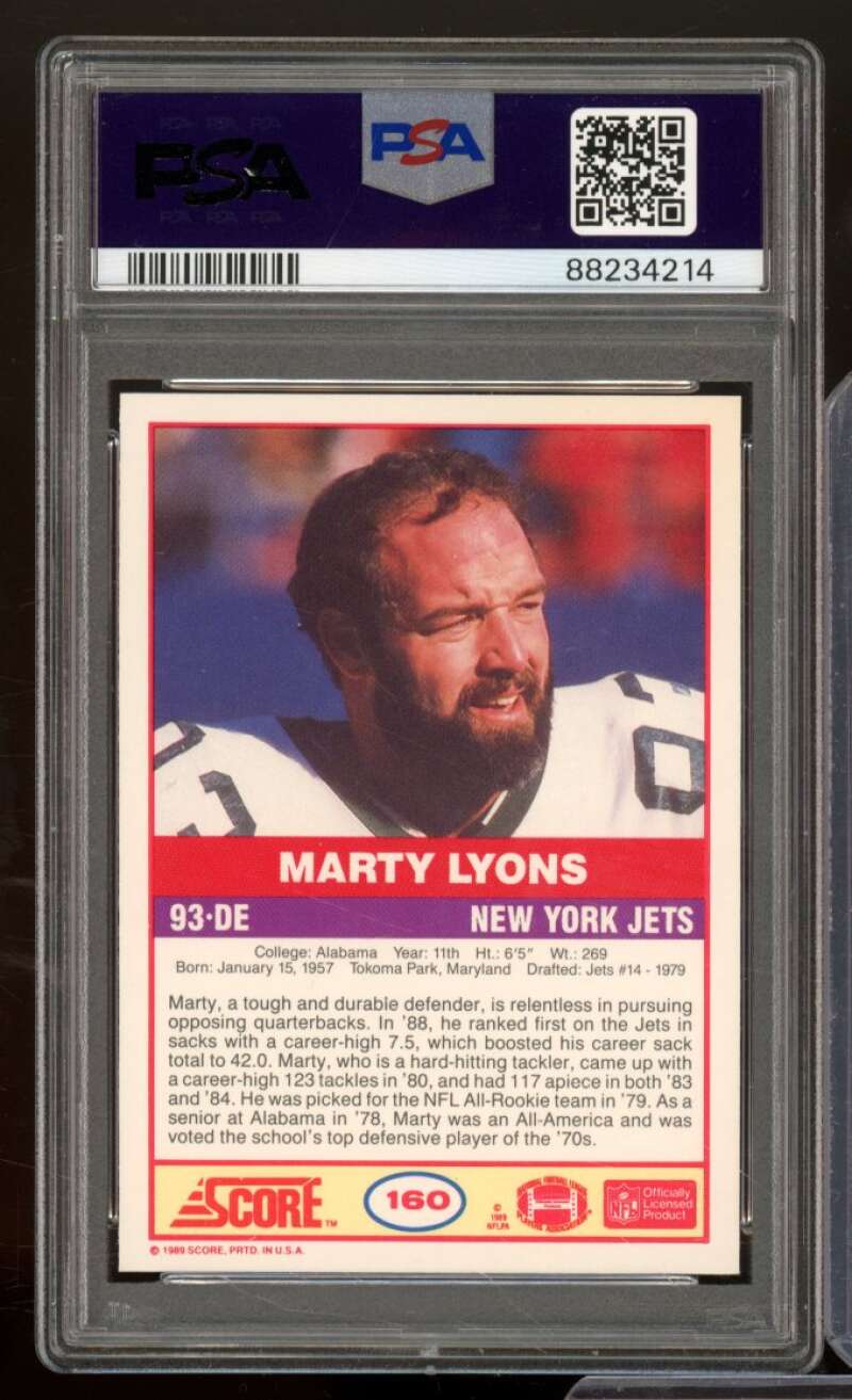 Marty Lyons Card 1989 Score #160 PSA 9 Image 2