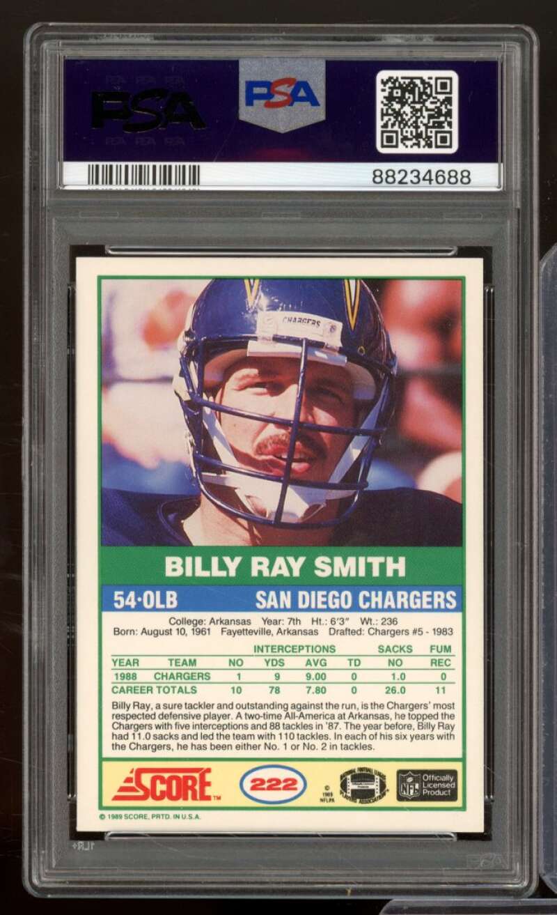 Billy Ray Smith Card 1989 Score #222 PSA 9 Image 2