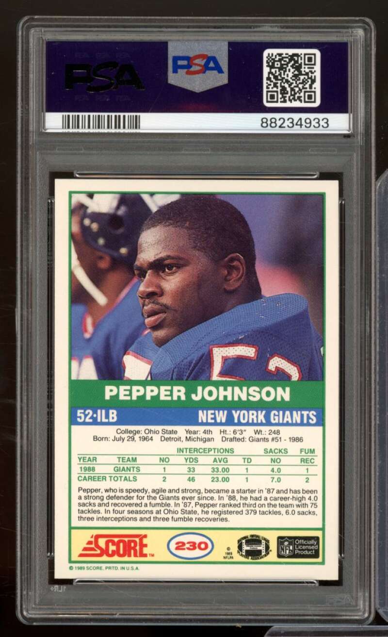 Pepper Johnson Card 1989 Score #230 PSA 9 Image 2