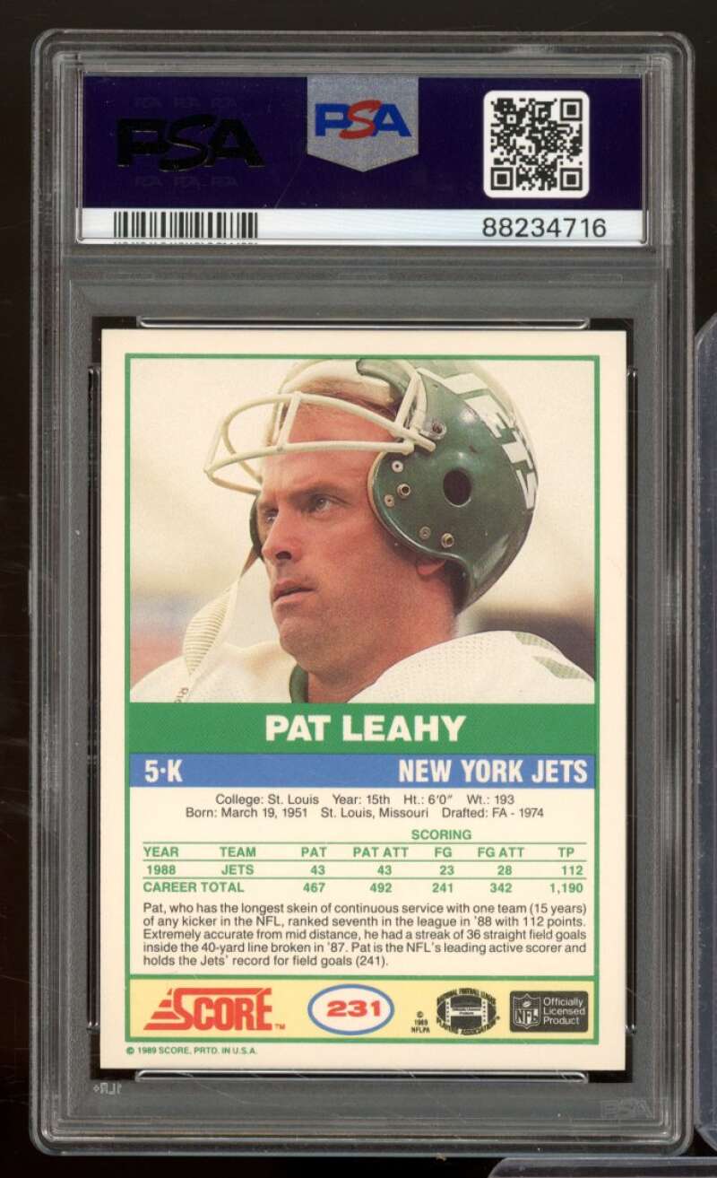 Pat Leahy Card 1989 Score #231 PSA 9 Image 2