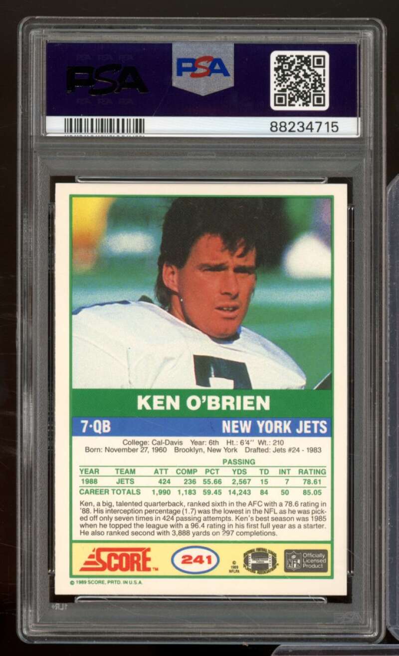 Ken O'Brien Card 1989 Score #241 PSA 9 Image 2