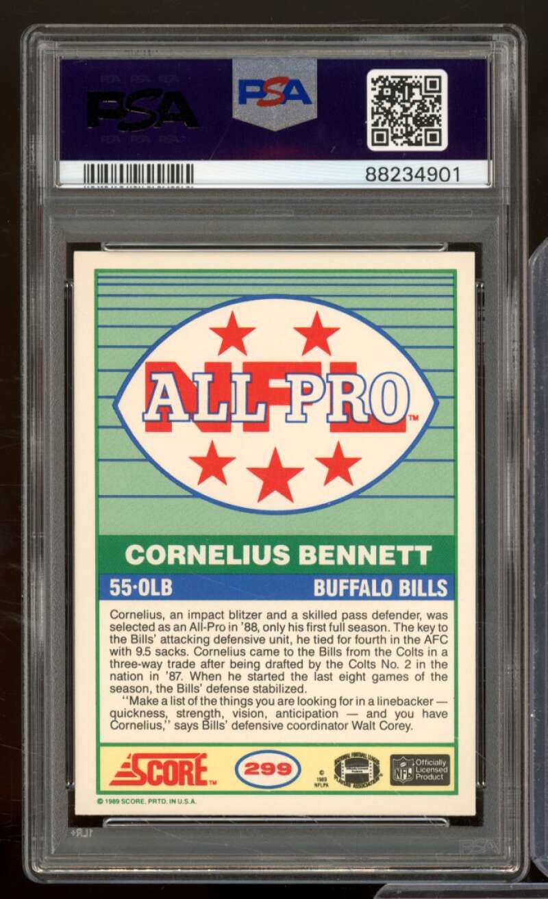 Cornelius Bennett Card 1989 Score #299 PSA 9 Image 2