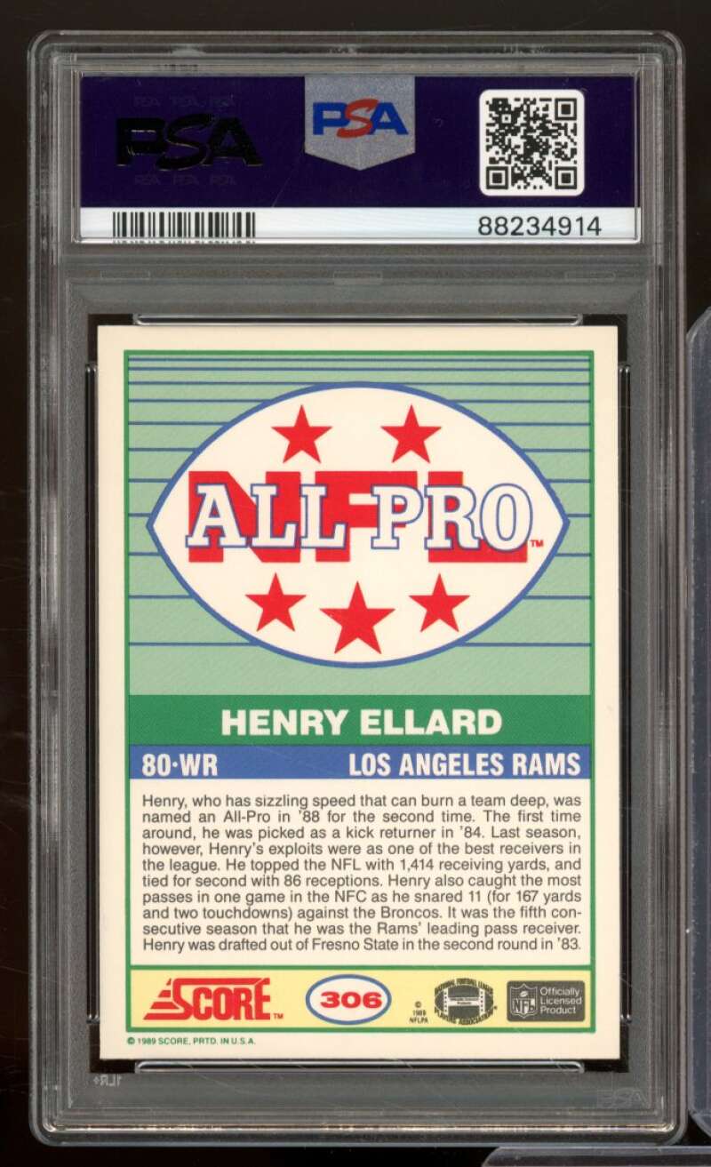 Henry Ellard Card 1989 Score #306 PSA 9 Image 2