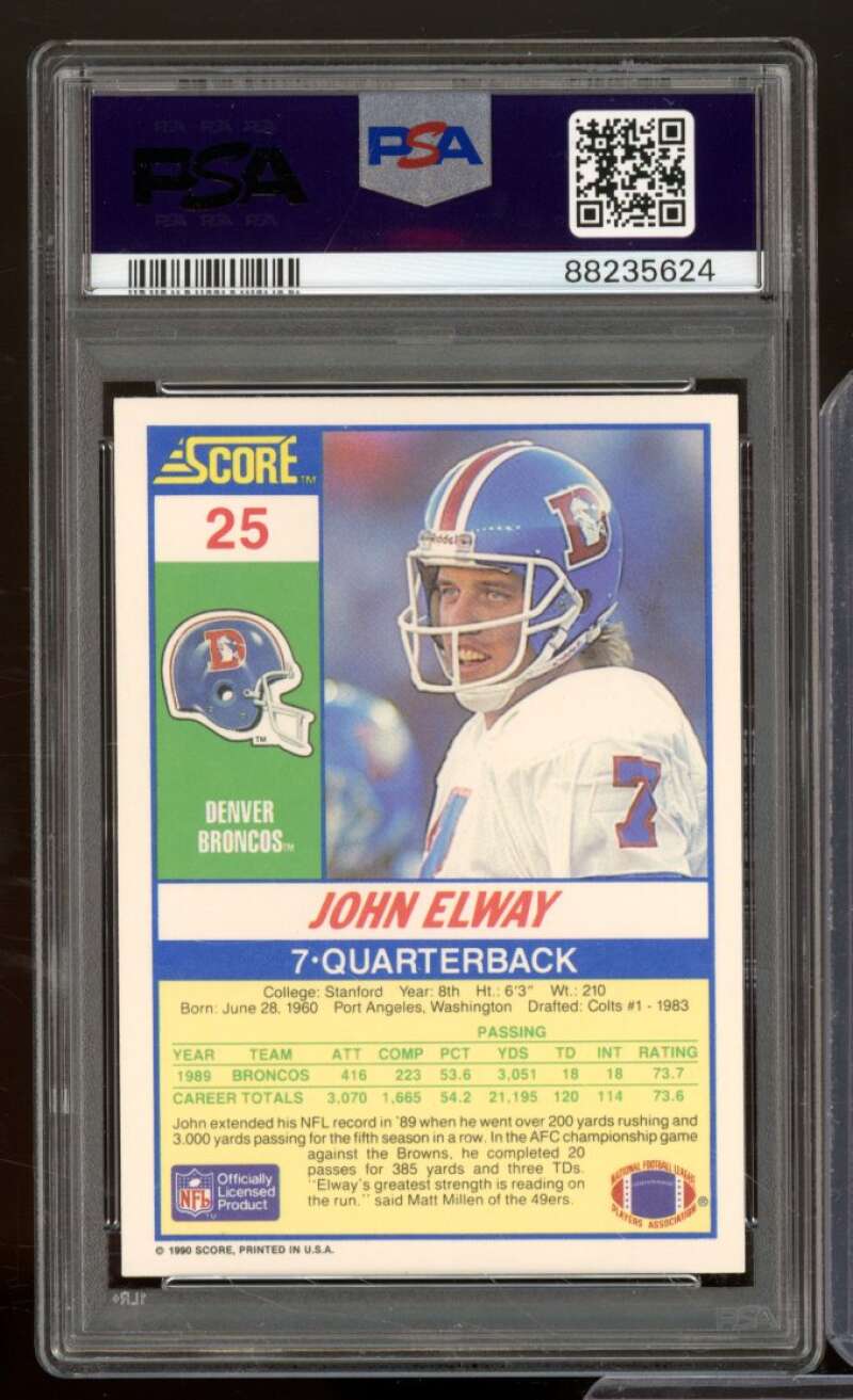 John Elway Card 1990 Score #25 PSA 9 Image 2