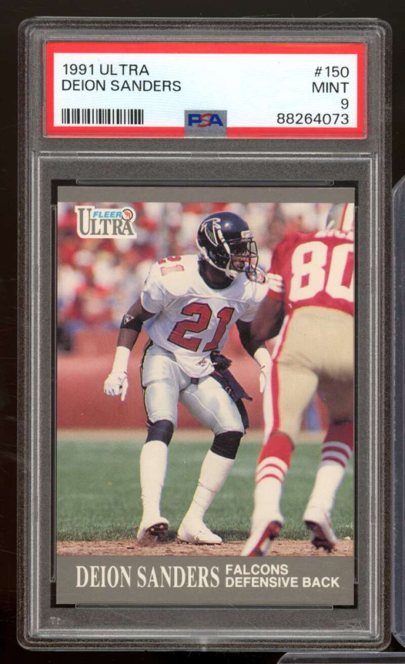 Deion Sanders Card 1991 Ultra #150 PSA 9 Image 1