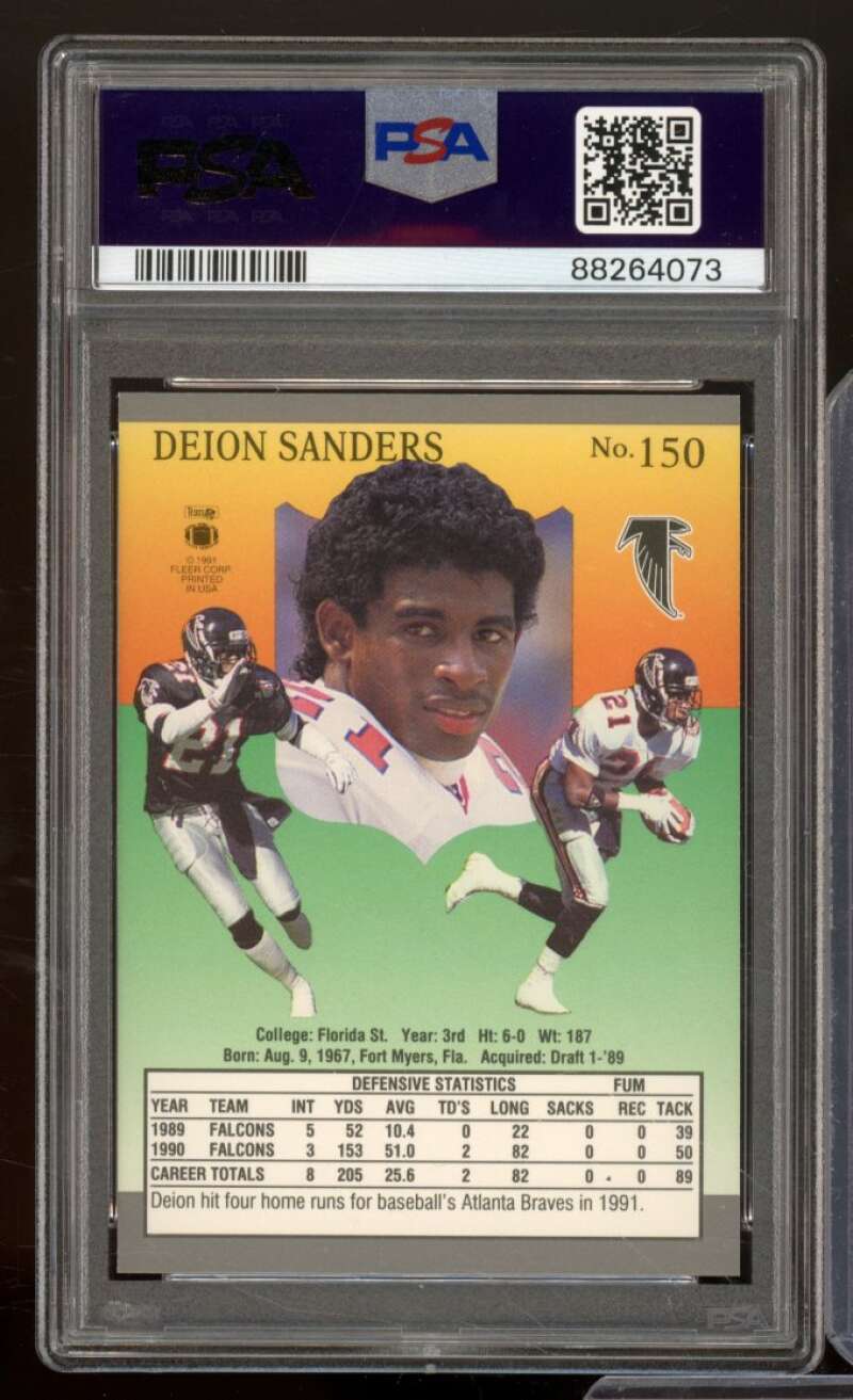 Deion Sanders Card 1991 Ultra #150 PSA 9 Image 2