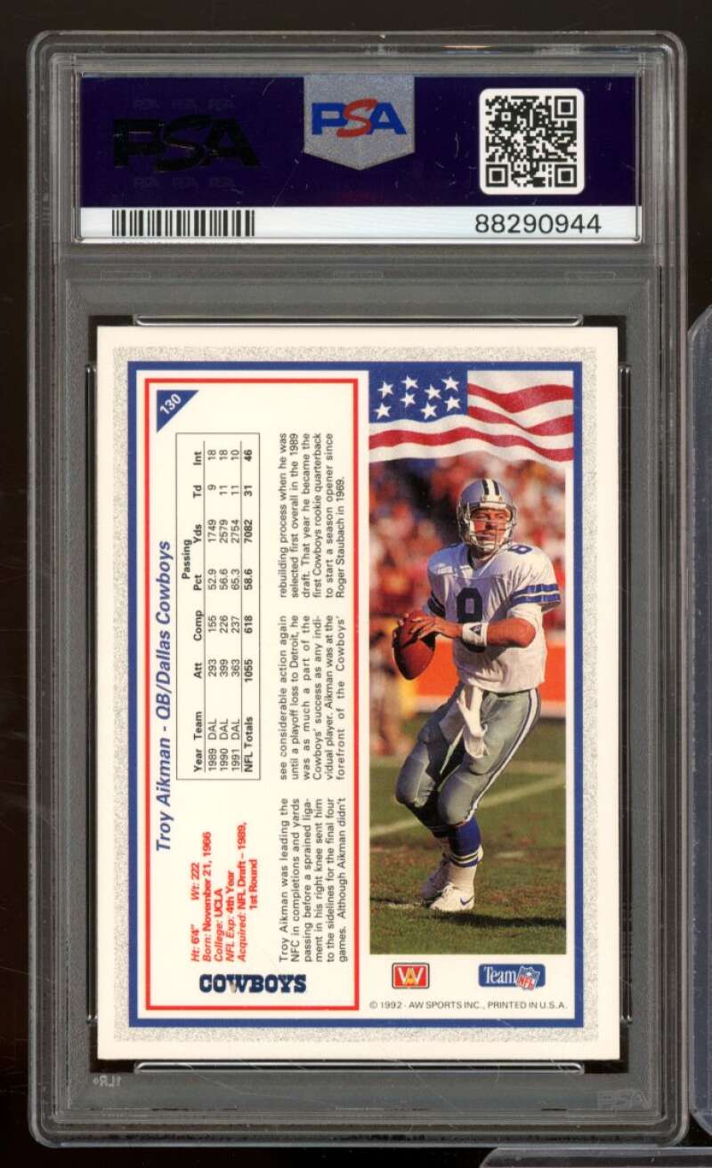 Troy Aikman Card 1992 All-World #130 PSA 9 Image 2