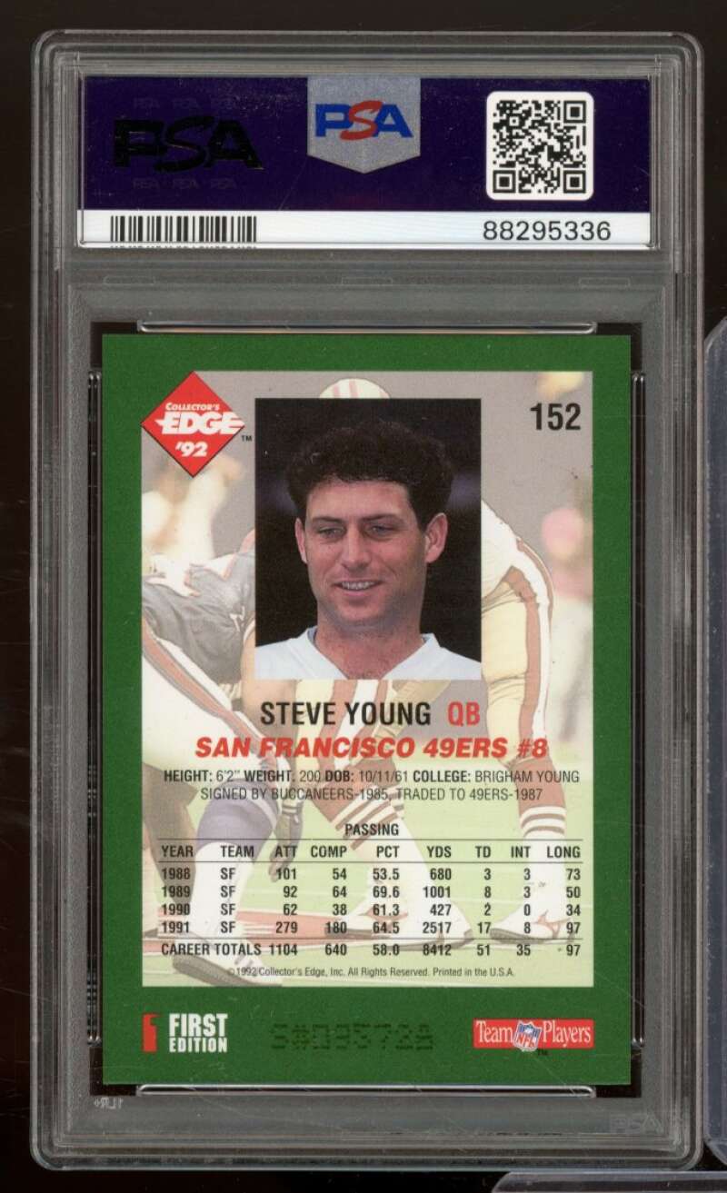 Steve Young Card 1992 Collector's Edge #152 PSA 8 Image 2