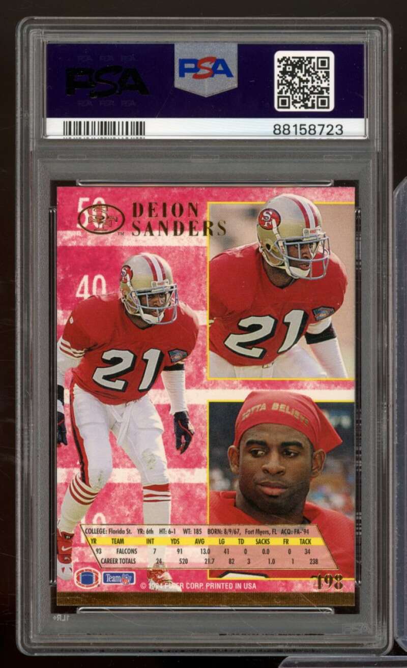 Deion Sanders Card 1994 Ultra #498 PSA 9 Image 2