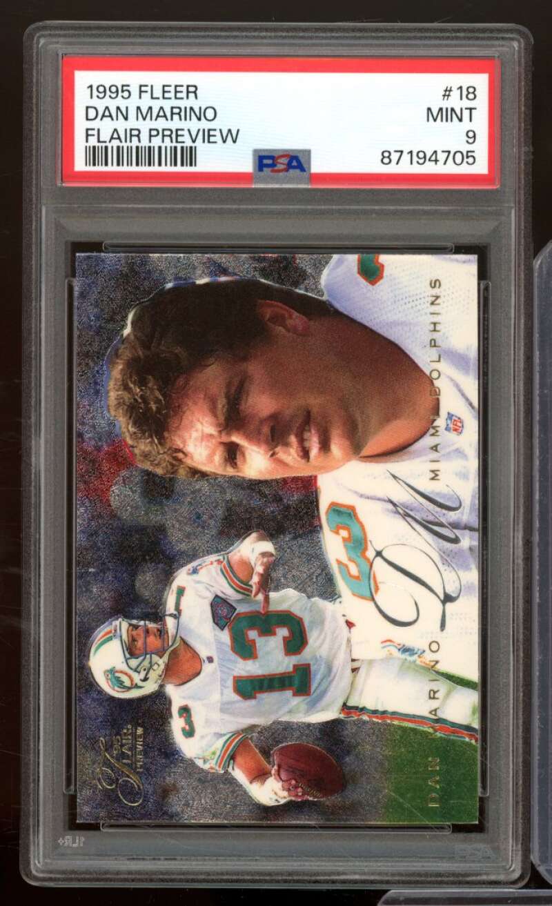 Dan Marino Card 1995 Fleer Flair Preview #18 PSA 9 Image 1