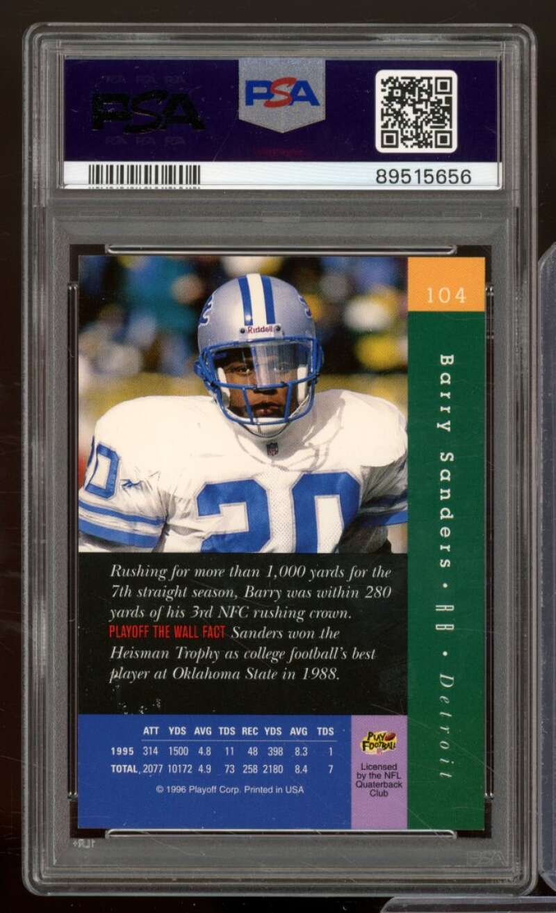 Barry Sanders Card 1996 Playoff Absolute #104 PSA 7 Image 2