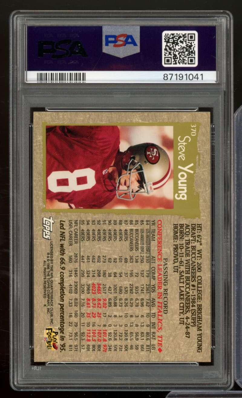 Steve Young Card 1996 Topps #370 PSA 8 Image 2