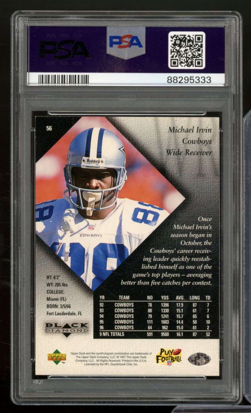 Michael Irvin Card 1997 UD Black Diamond #56 PSA 9 Image 2