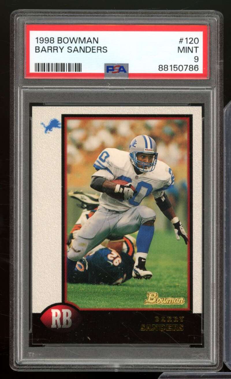 Barry Sanders Card 1998 Bowman #120 PSA 9 Image 1