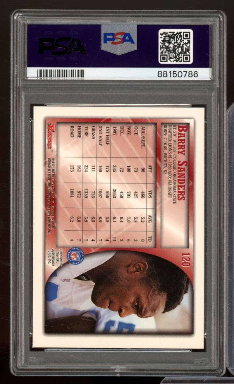 Barry Sanders Card 1998 Bowman #120 PSA 9 Image 2