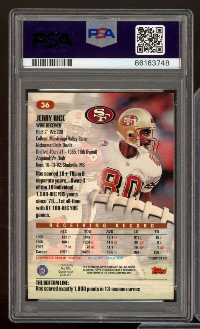 Jerry Rice Card 1998 Stadium Club #36 PSA 9 Image 2