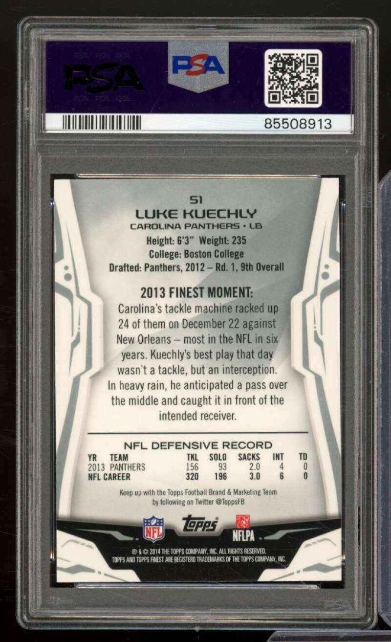 Luke Kuechly Card 2014 Finest Xfractor #51 PSA 8 Image 2