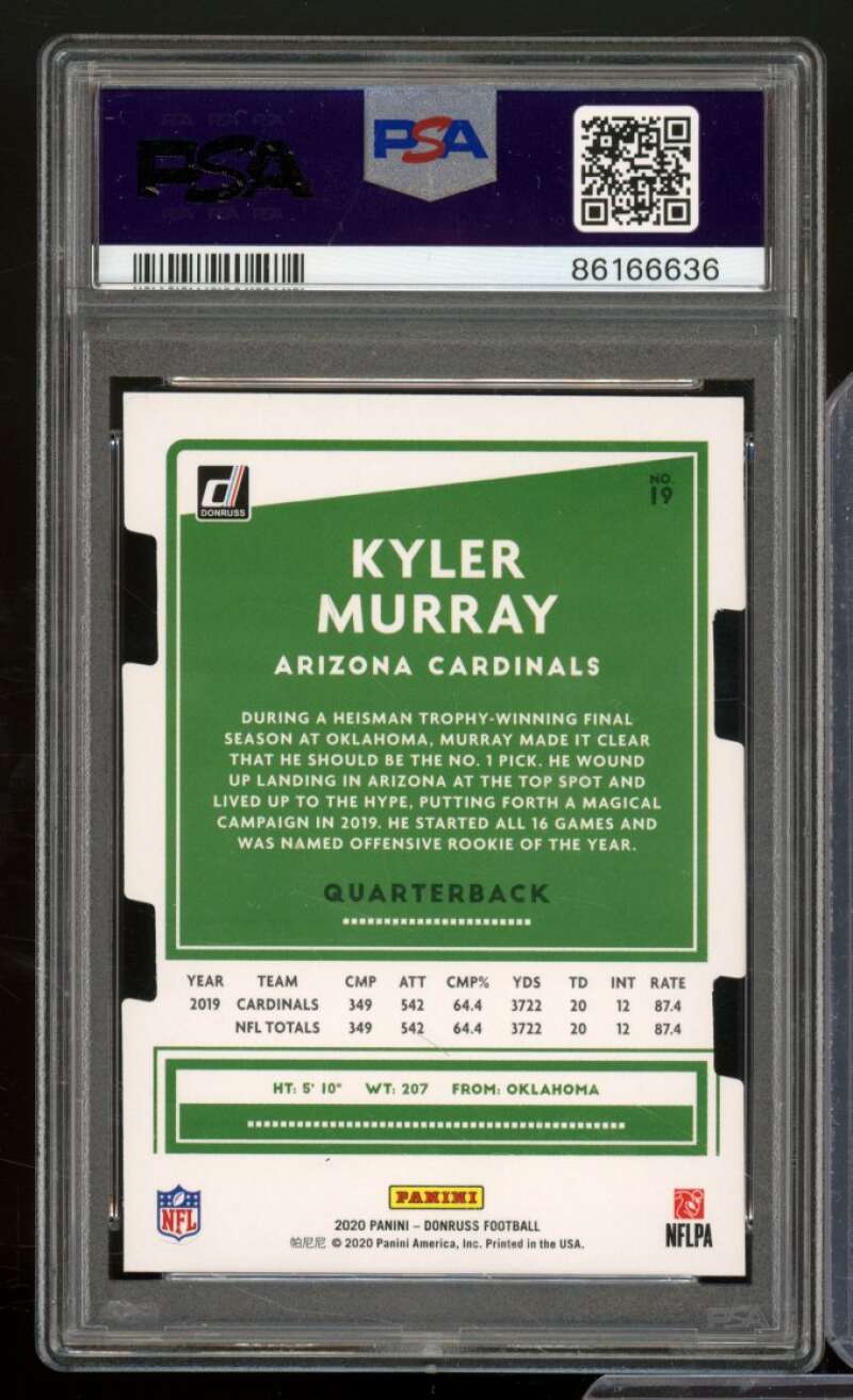 Kyler Murray Card 2020 Panini Donruss Silver Press Proof Die Cut #19 PSA 7 Image 2