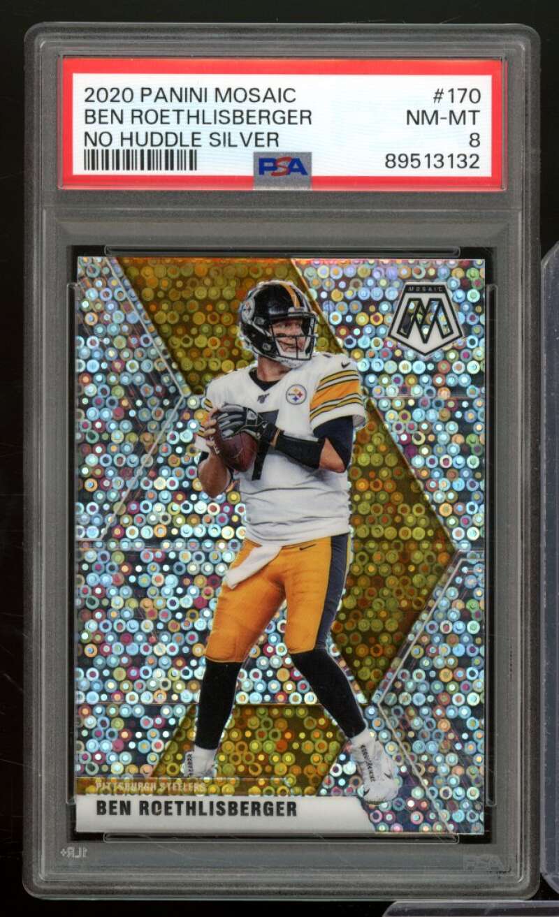 Ben Roethlisberger Card 2020 Panini Mosaic No Huddle Silver #170 PSA 8 Image 1