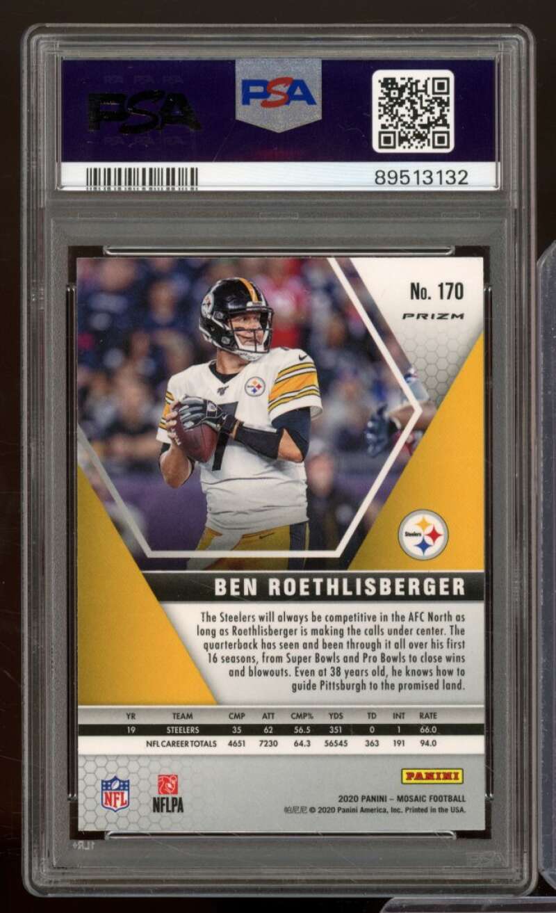 Ben Roethlisberger Card 2020 Panini Mosaic No Huddle Silver #170 PSA 8 Image 2